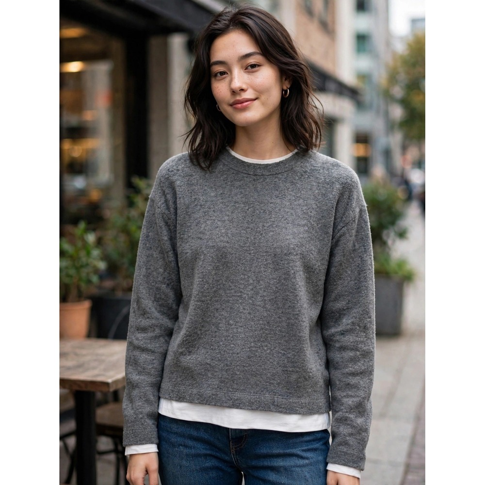 Zara Girls Heather Grey Layered Look Crew Neck Sweater Top Size 12-13 156cm NWT